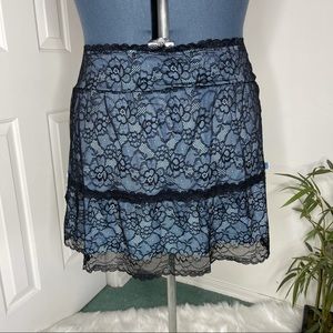 Dolls Kill Black/Blue Lace Overlay Mini Skirt NWT